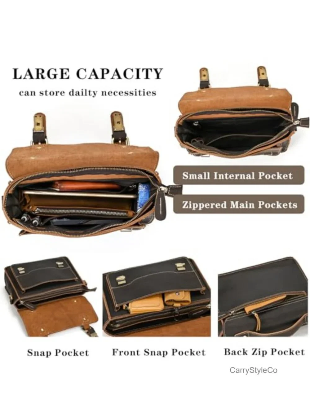 Genuine Leather Messenger Bag Laptop Crossbody Satchel for Men Work Travel